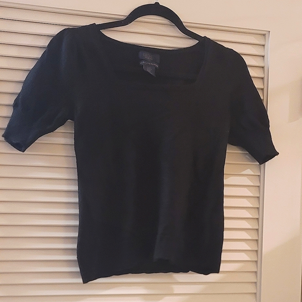 Rachel Roy - Black 100% Extra Fine Merino Wool Top